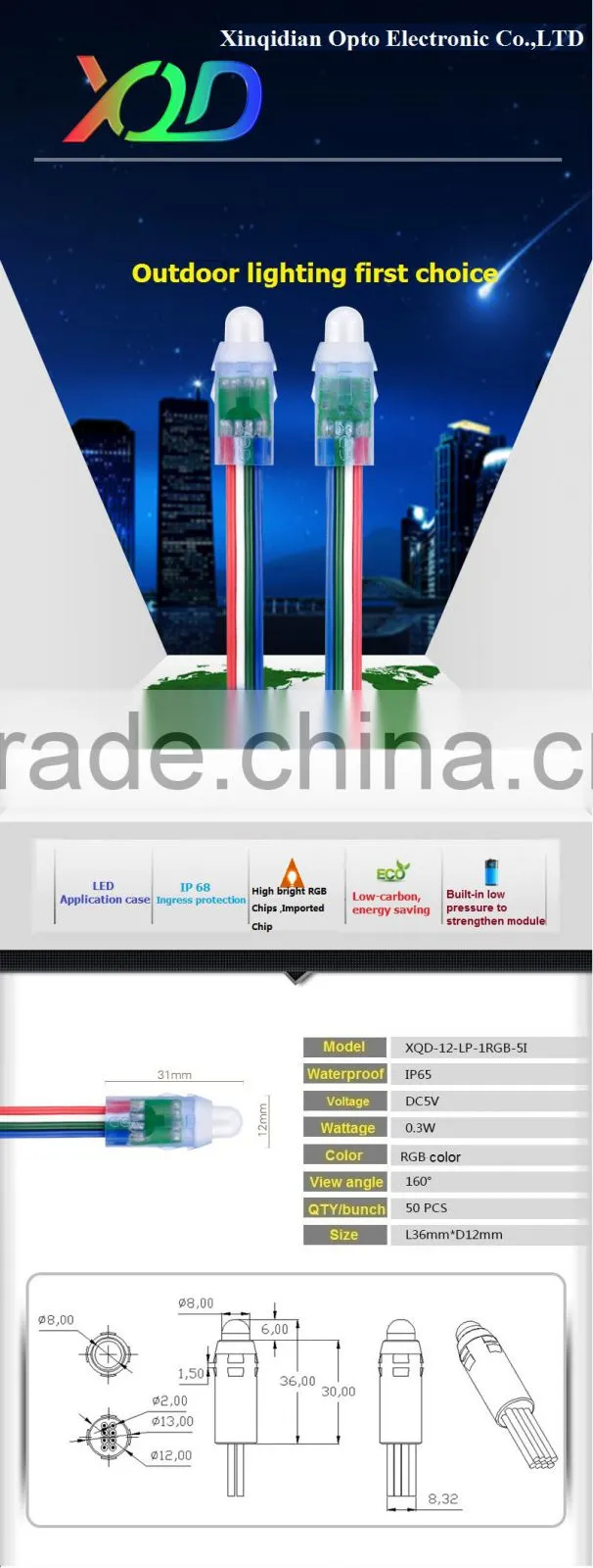 12MM WS 2811 led pixel light for Christmas use in outdoor Waterproof IP68 DV5