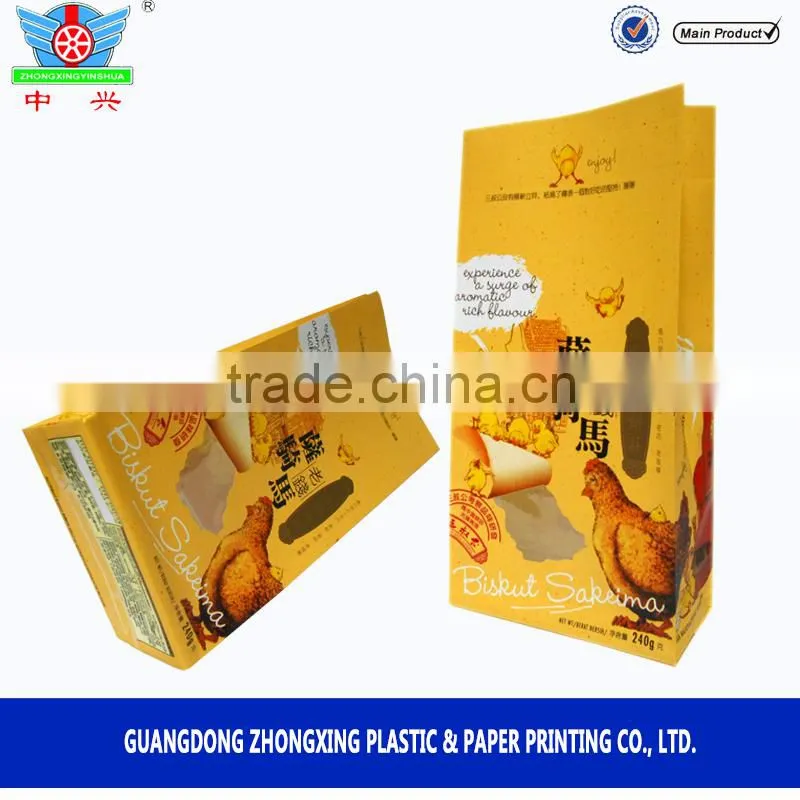 laminated paper side gusset cookie packaging bag with window display