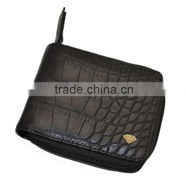 Fashion custom zipper leather wallet case