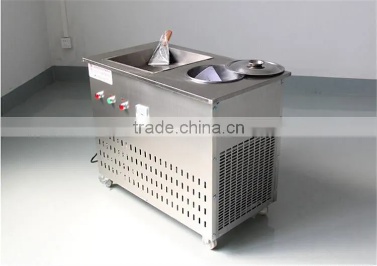 2015 Flat Pan Frozen Yogurt Real Fruits Stir Ice Cream Rolls Machine