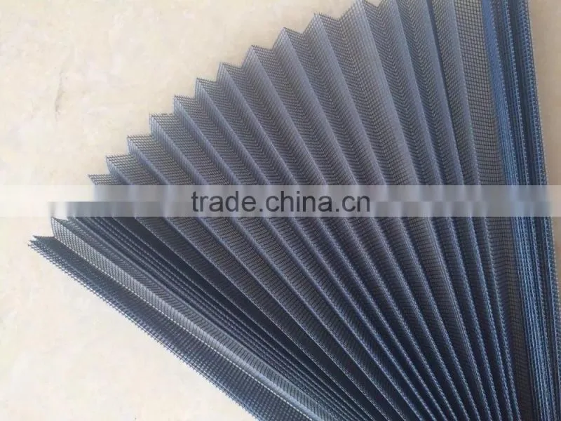 Fiberglass Black Gray Plisse Insect Screen Mesh/Pleated Mosquito Net/Fiber glass Plicated Insect Mesh with Print