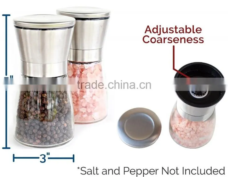 304 Stainless steel 18/8 Salt and Pepper Grinder Set
