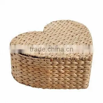 Wholesale White Water Hyacinth Heart Shaped Storage Baskets Set of 2