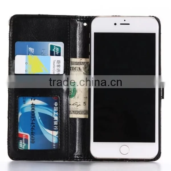 Embroidery embossing flower flip leather phone case with magnet clasp for iPhone 7 plus