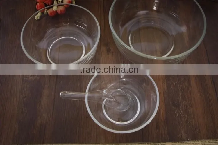 transparent round glass bowl set for rice soup