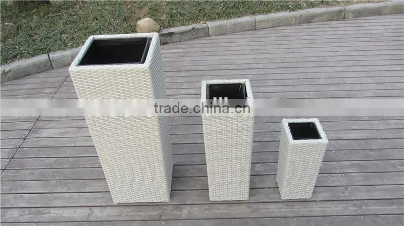 White Outdoor Square Rattan Flowerpot Sets Garden Supplies