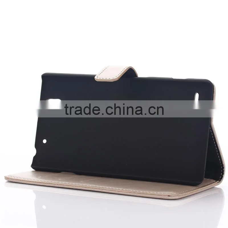 High quality crazy-horse PU card bumper/pocket cell phone case for Sony