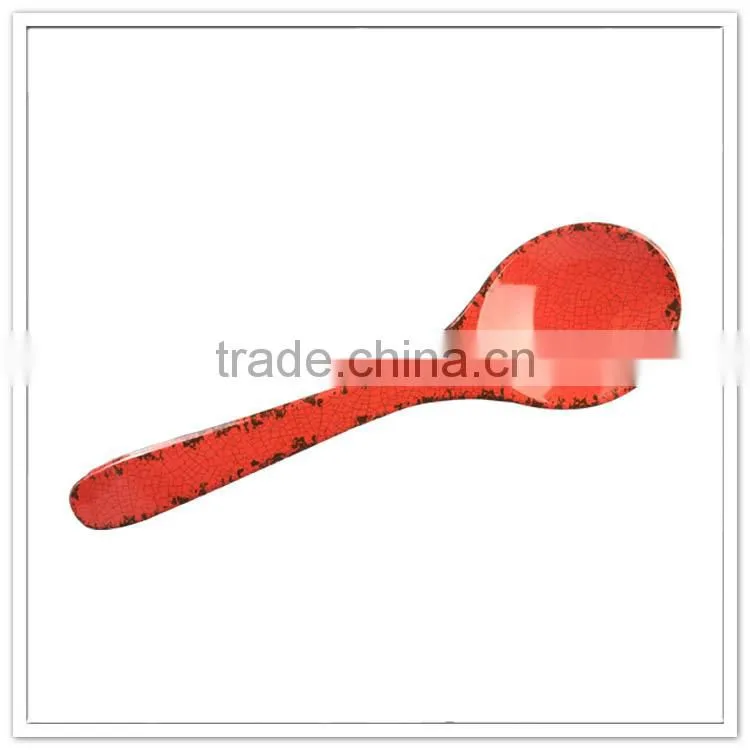 Porcelain like food grade large melamine spoon, length 33cm plastic frying spoon