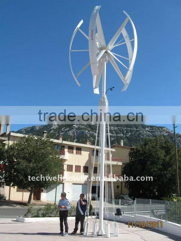 Techwellpower 3kw/5kw Maglev Vertical axis wind turbine