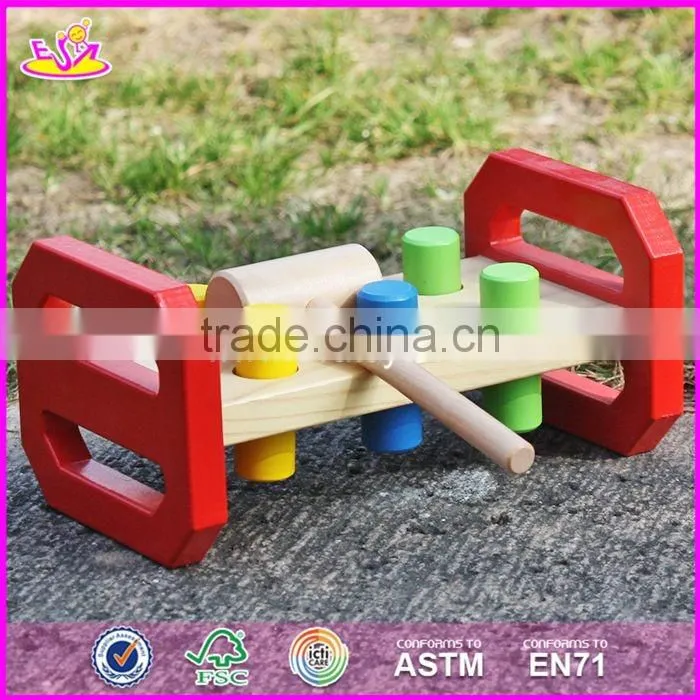 2017 new design baby funny toy wooden pound a peg W11G036