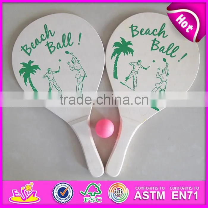 Custom design wooden beach racket set,Hot sell wooden beach racket set,Sports Wooden Beach Racket with Ball & Mesh bag W01A111