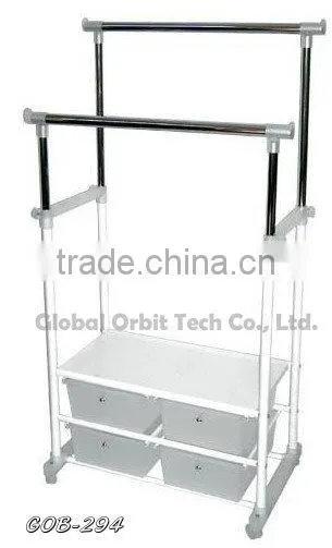 movable metal garment rack with storage drawer/clothes rack