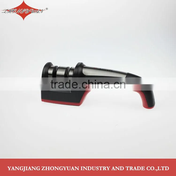 Two sharpening modes knife sharpener with long safety ABS handle