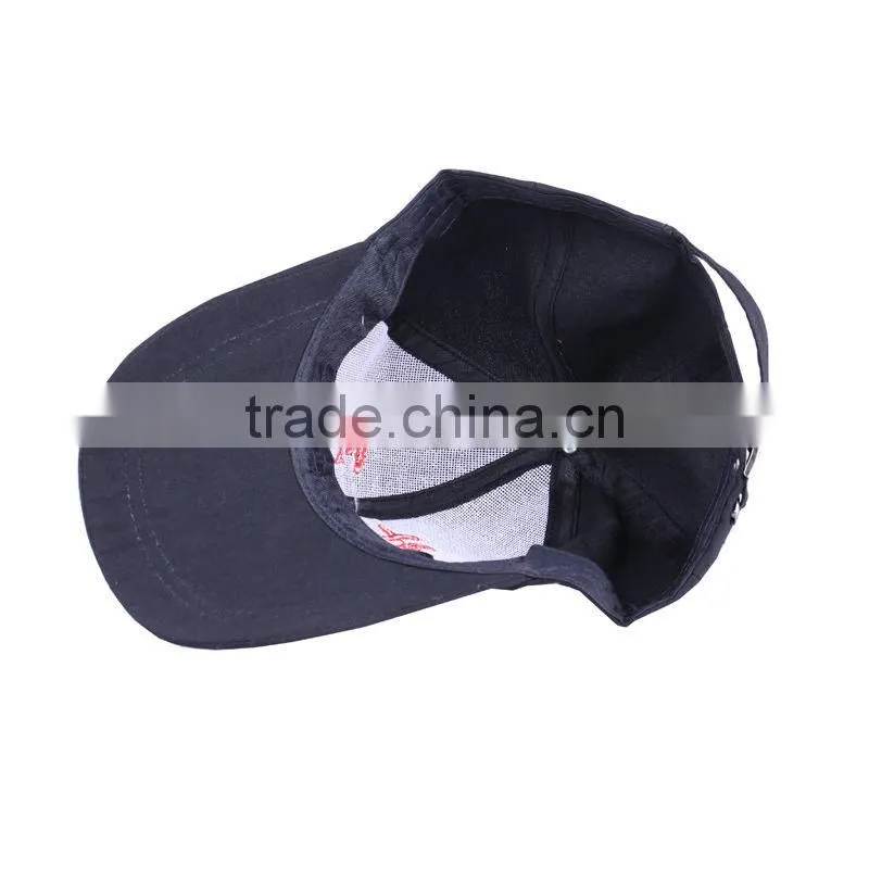 Navy blue cap with embroidery badge and webbing ,official baseball cap