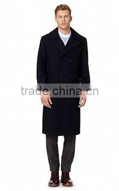 2014 Double-Breasted High Fashion Classical Design Black Lapel Slim Fit Mens Cashmere Men Coat