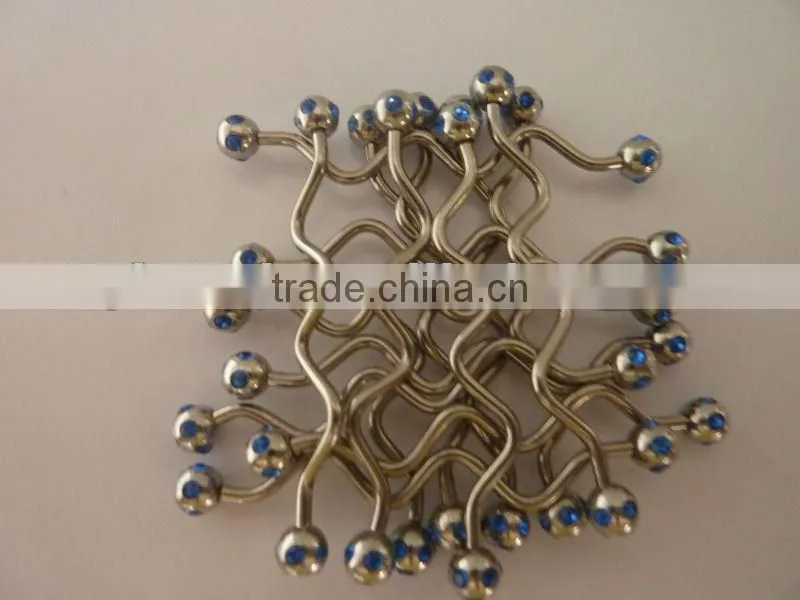 Wholesale New Gem Stone Wave Industrial Barbell Tongue Ring