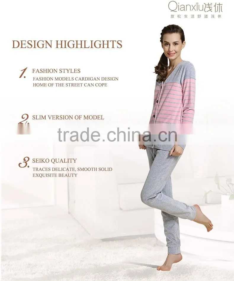 Logo printed dissimilarity Qianxiu cozy winter cotton lady sleepwear