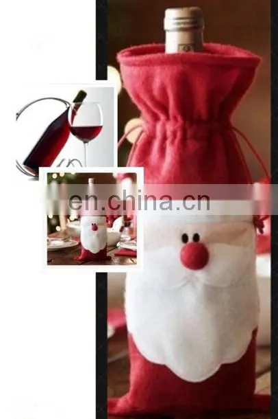 Christmas Santa Claus red wine bottle bags Christmas dinner table decoration