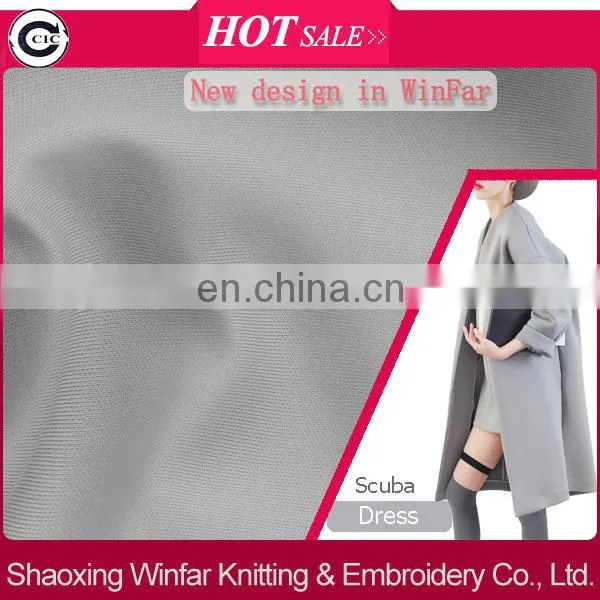 shaoxinig Polyester DTY dyed air layer scuba dress fabric keqiao interlock knitting fabric