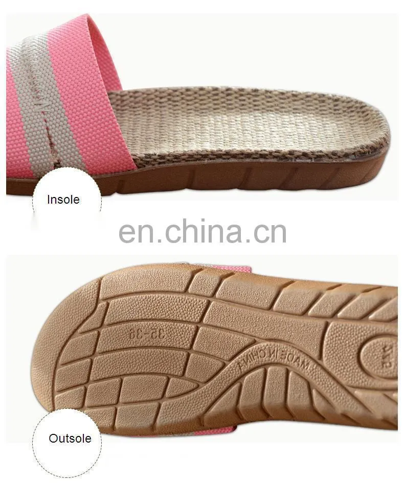 Wholesale new arrival women flax slipper plain slippers slip on 2017