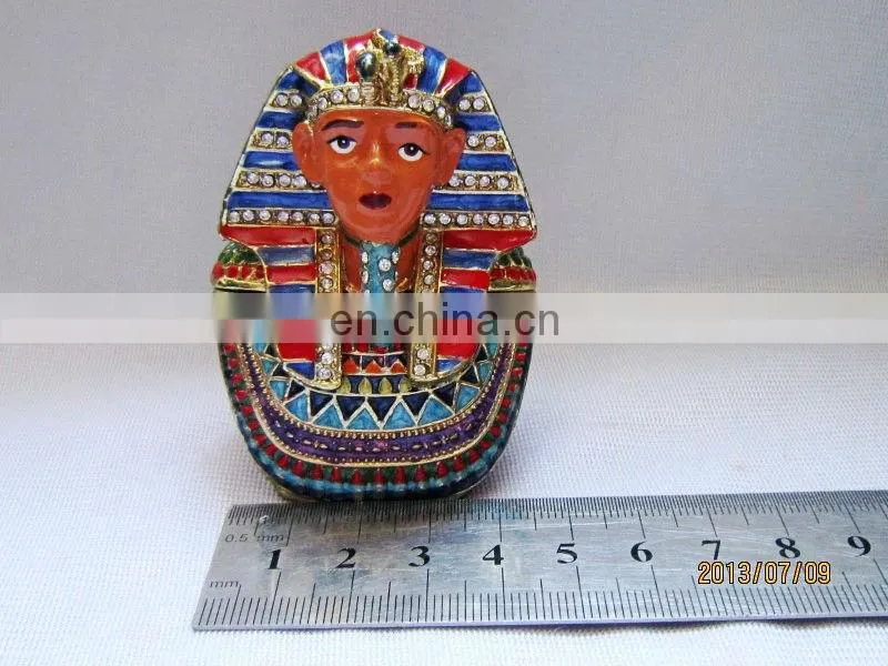 2013 Pharaoh trinket box bejeweled pewter alloy Golden plated