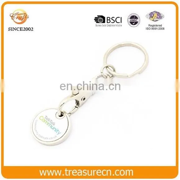 Custom Logo Printing Enamel With Metal Trolley Coin Keychain