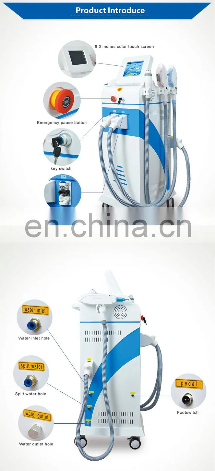 New 2022 Trending Product 4 in 1 Double IPL Hair Removal Machine with LASER RF Handle For Sale