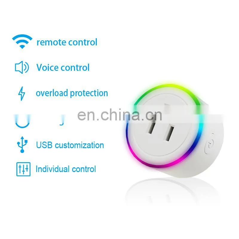 2020 New Arrivals RGB Smart Plug Home Amazon Google APP Remote Control Home Alexa Mini RGB LED WiFi Smart Plug