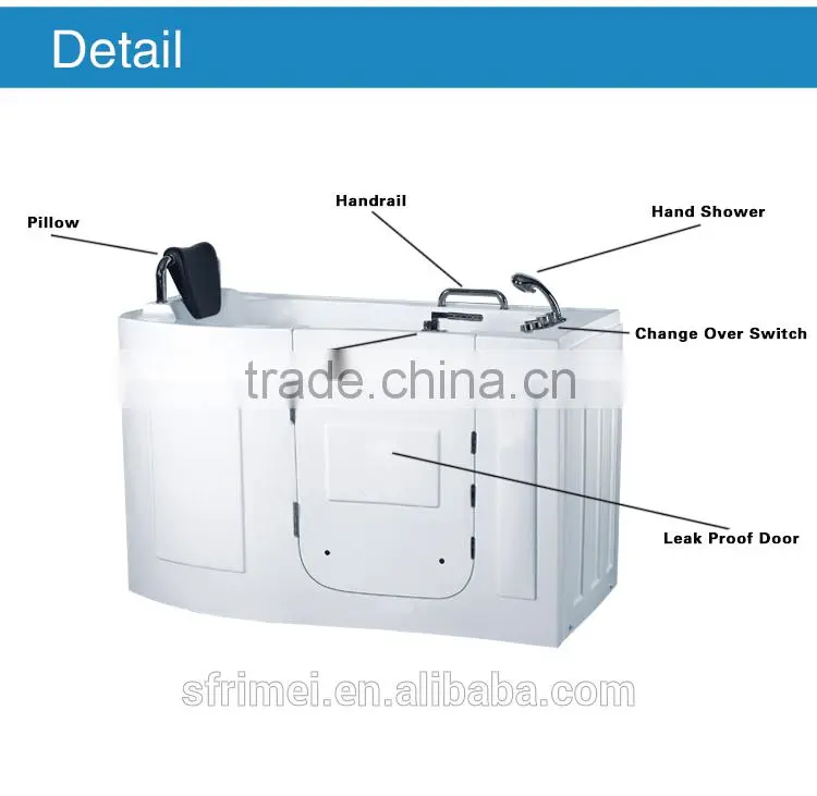 Walk In Tub Shower Combo Acrylic Elderly Bathtub