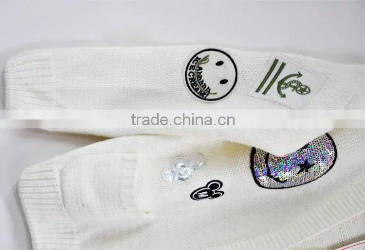 Designer wool spinning white cardigan sweaters for girls