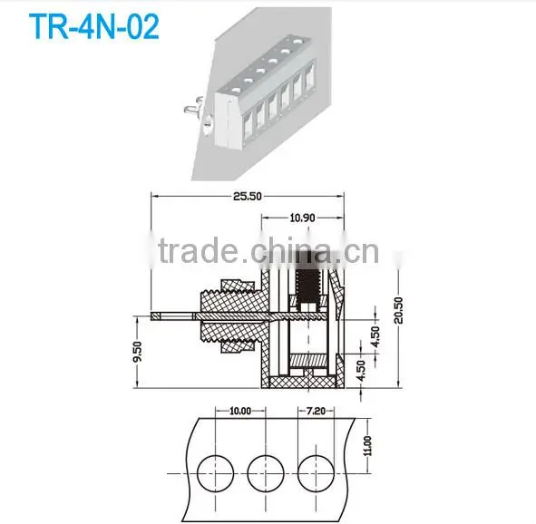 Pitch 10.00mm 300V 15A High Current Through Panel Terminal Block
