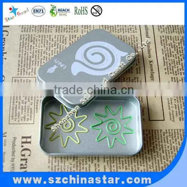 Special shapes paper clip with tin box