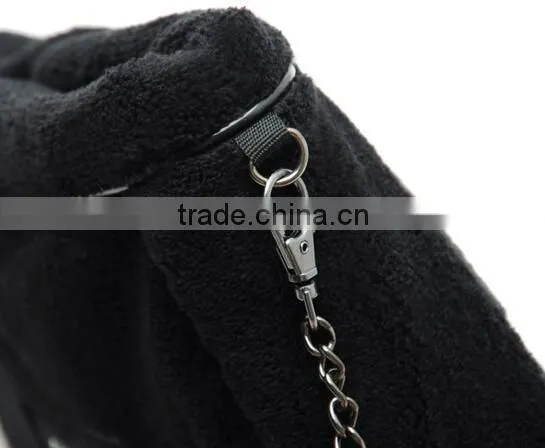 High quality OEM Fleece cosmetic hand bag,black makeup travel pouch,toiletry travel vanity artist bag