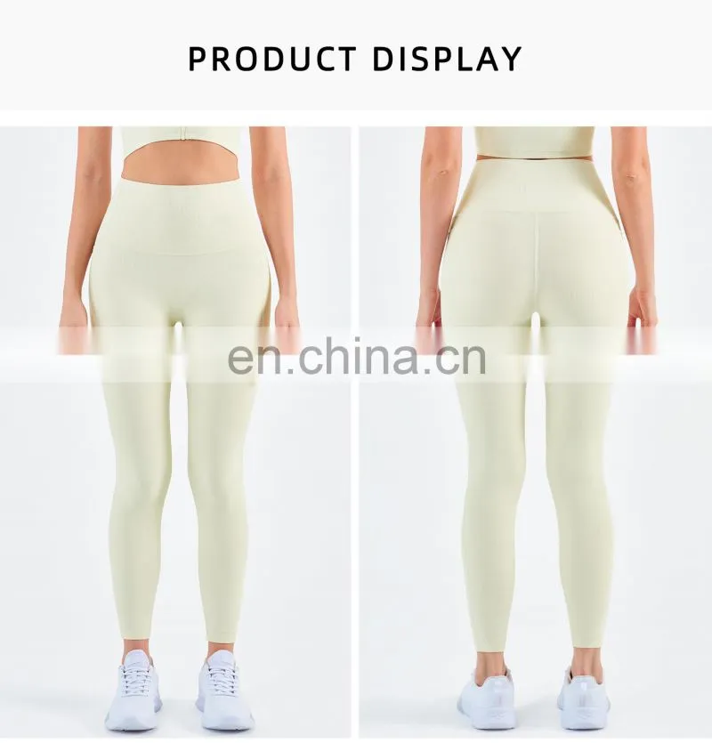 Ribbed High Waisted Leggings Without T Line Gym Outfit Scrunch Butt Yoga Pants Women