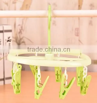hot sale color plastic cloth hanger peg drying racks (8 Clips)