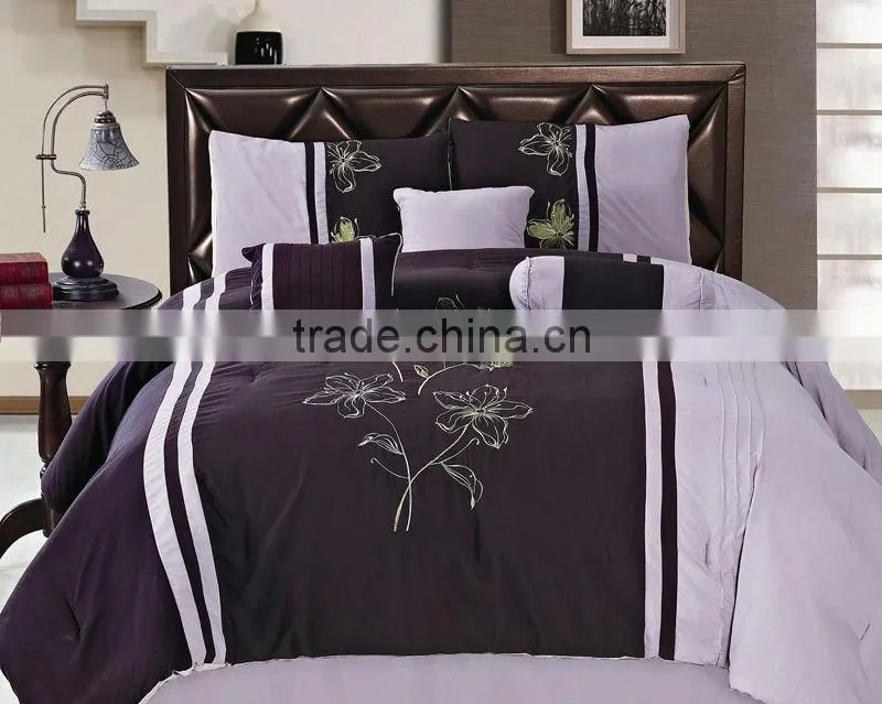 100% polyester patchwork embroidered duvet comforter set