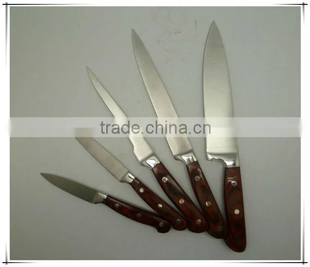 8pcs stainless steel color wood handle good quality kitchen knife