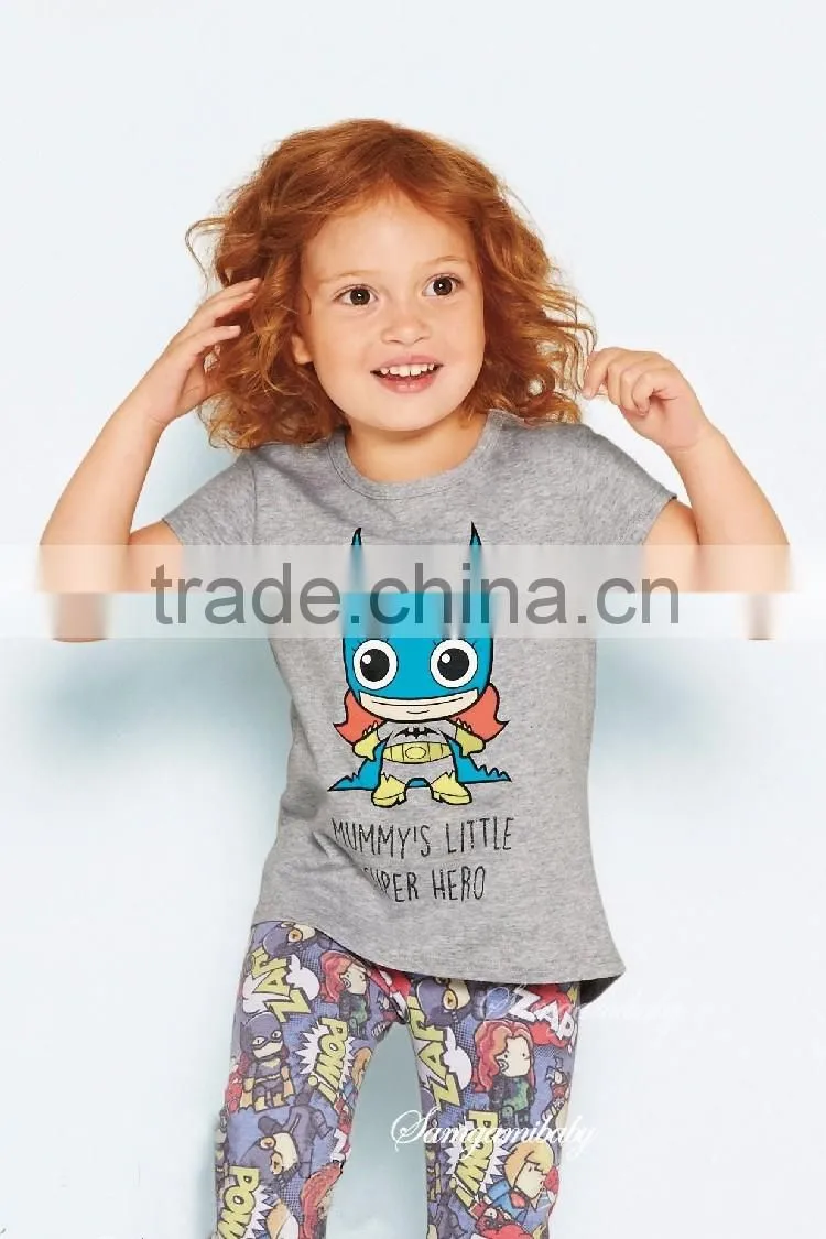 2016 INS New Arrival Summer Baby Children Clothes Girl Cloth Outfits Gray Cotton Clothing Sets