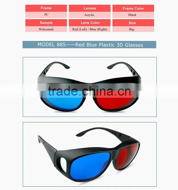 2015 Universal type 3D glasses/Red Blue Cyan 3D glasses Anaglyph 3D Plastic glasses