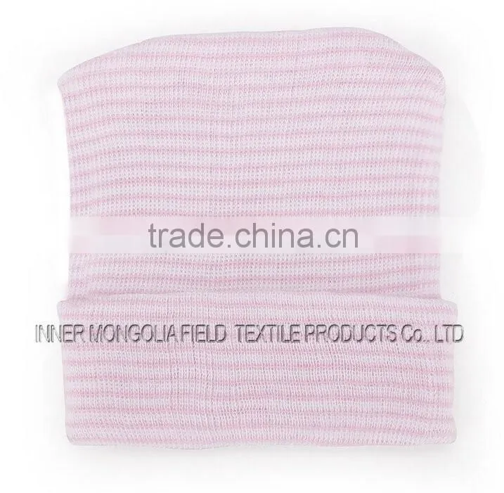 Hospital Hats for Newborn Boys,Blue & Pink Stripe Blue Hospital Bow Hat