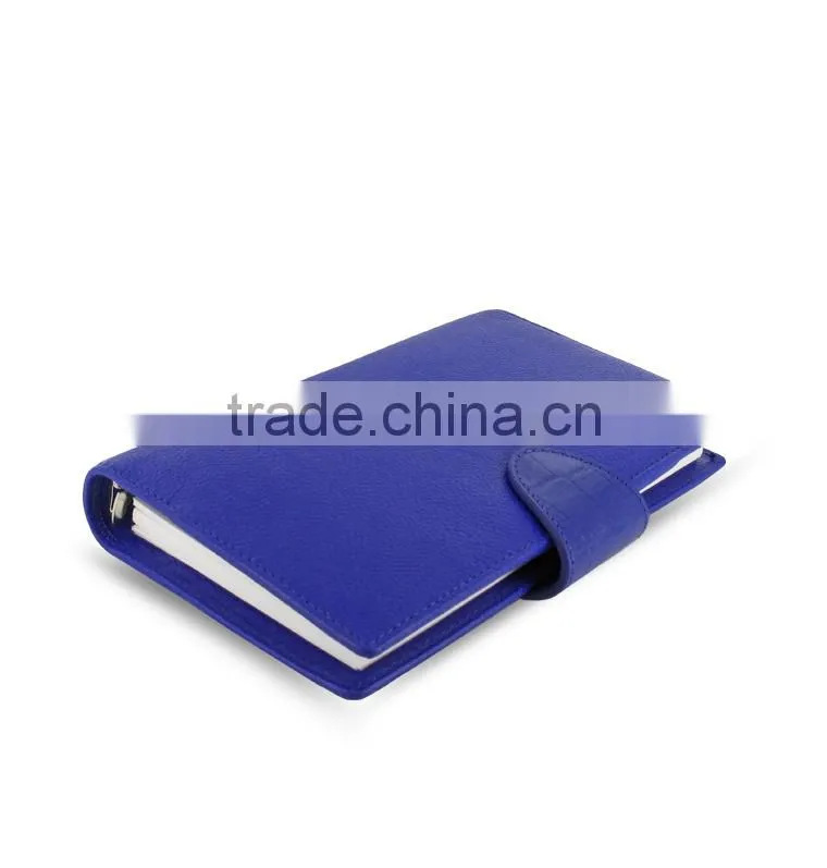 compact bright blue leather organizer ring binder notebook wholesale factory