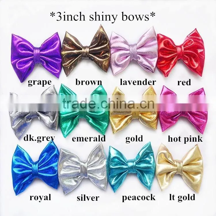Wholesale DIY craft decorative flowers hair bows -Big Shiny Fabric Golden Bowknots Garment Accessories