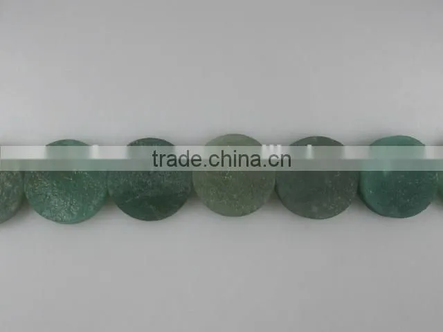 Wholesale green aventurine coin shaped gemstone loose bead 16"