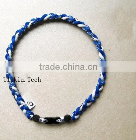 2011 Hot selling Germanium&Titanium Tri braided sports necklace with 18colors