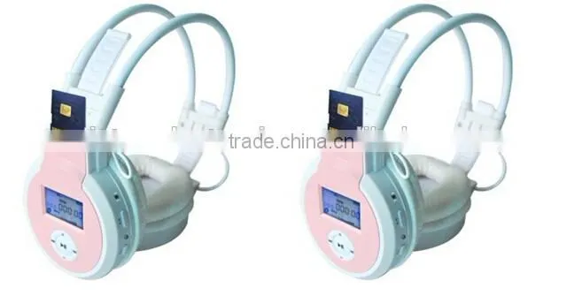 wireless stereo headphone with sd card slot with LCD screen