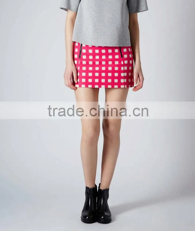 FUZZY GRID ZIP PELMET SKIRT