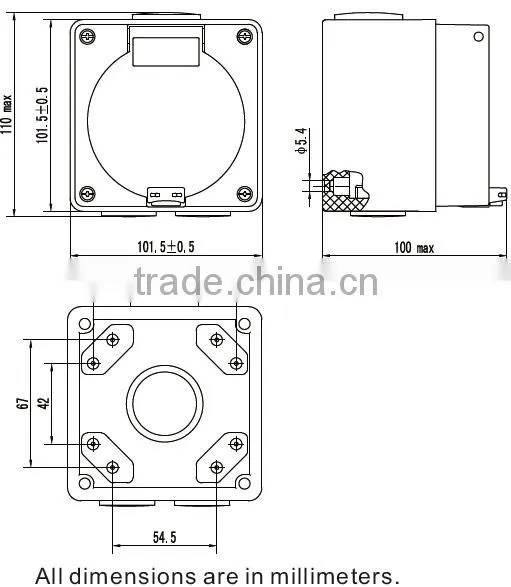 Three Phase 5 Round Pin Socket 20A (Resistive Orange)