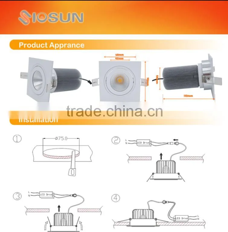 10W 1120Lumens Dimmable Commercial 5 Years Warranty COB LED DownLight