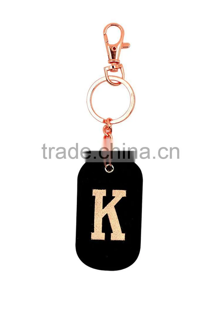 2016 new gift word genuine leather key chain metal car key chain