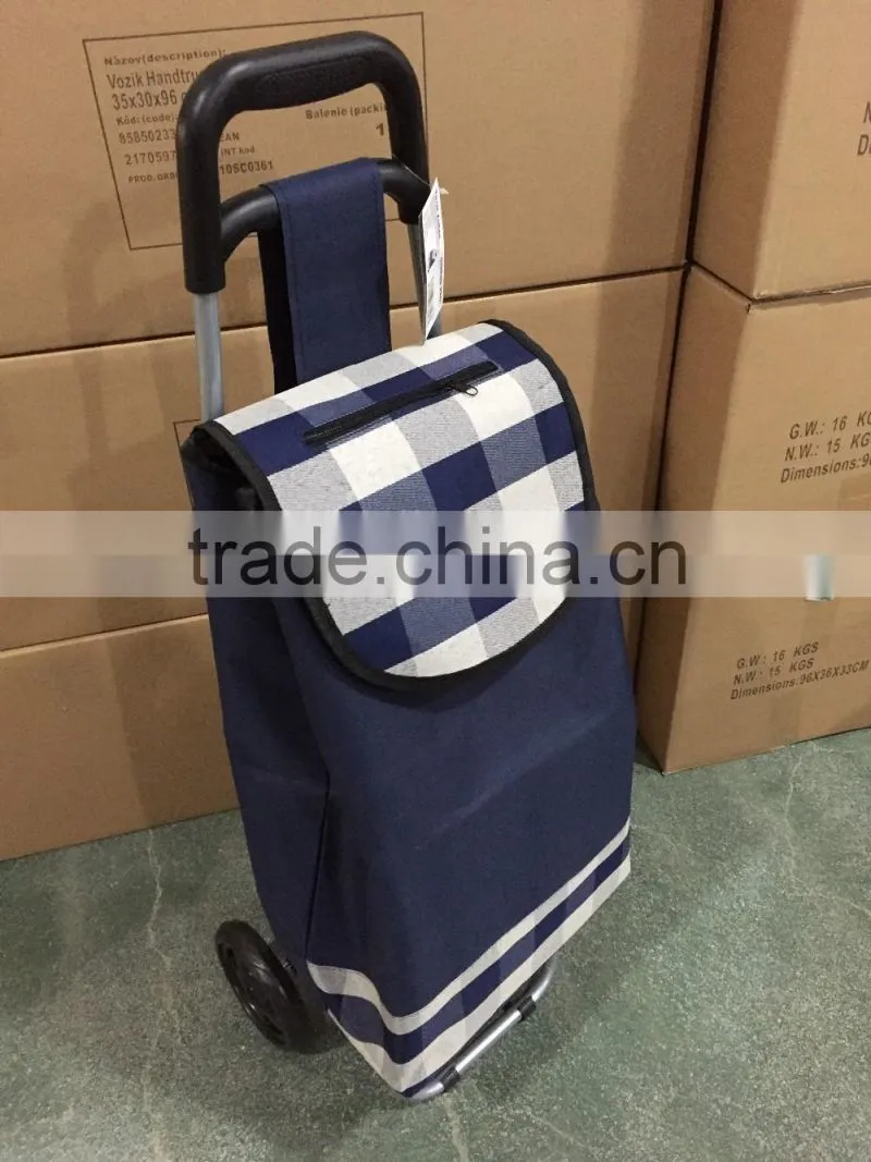 Foldable shopping trolley bag , zip pocket on the cover, good for promotion